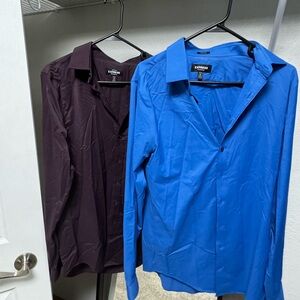 Express Men's Extra Slim Blue and Purple Button-Up Shirts